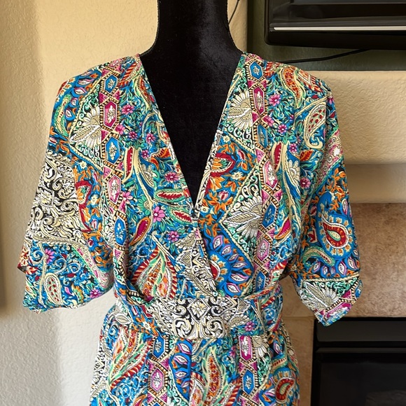 SHEIN Gorgeous Floral Paisley wide leg Romper Jumpsuit! Size XL/12 - Picture 3 of 13